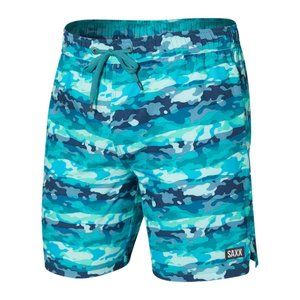 Saxx Oh Buoy Swim Shorts 7" Blue Mura Camo Men's Size Small NWOT
